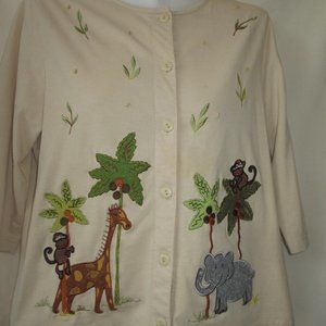 BLOUSE SHORT TOP LONG SLEEVE BEIGE Large cotton